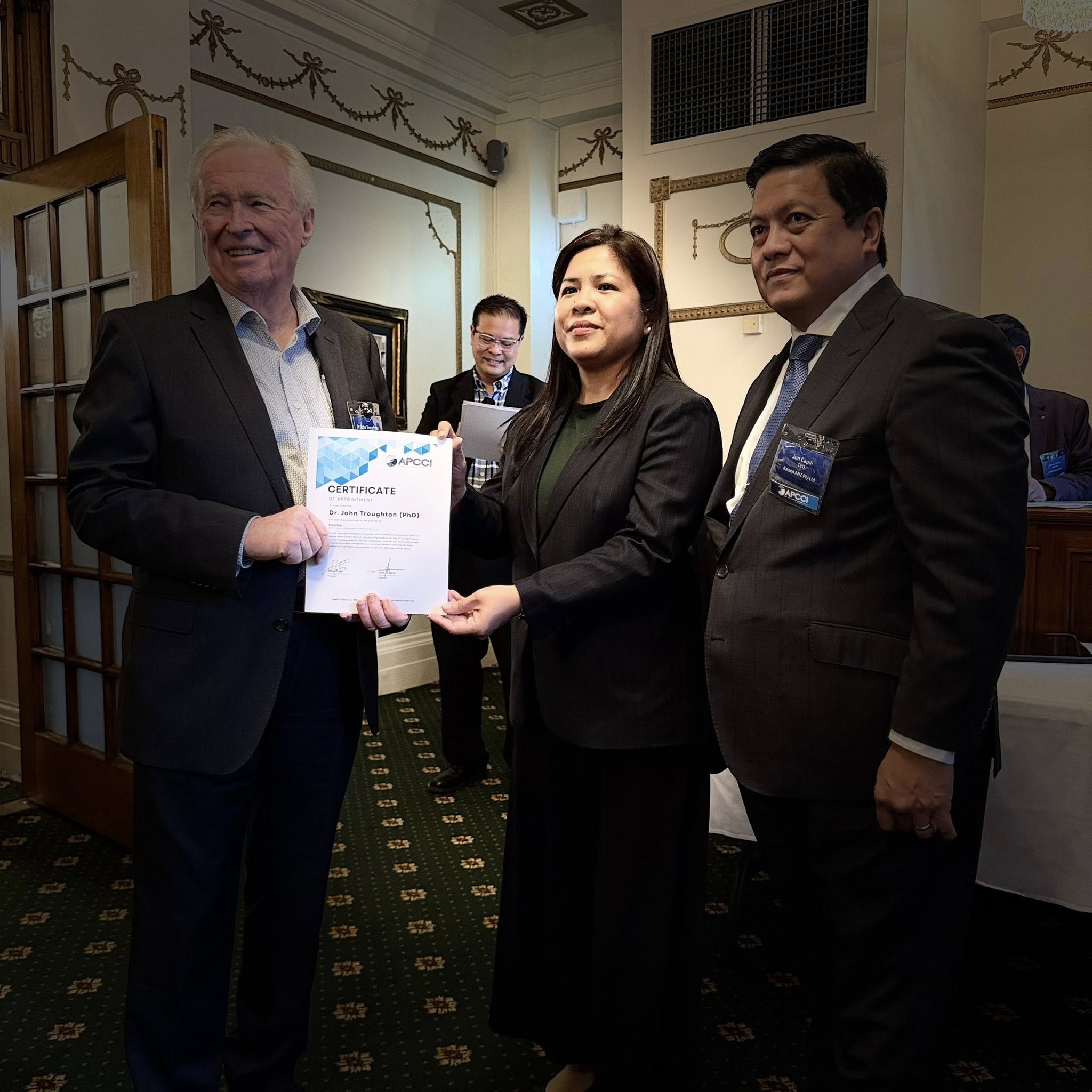 Aust-Phil Trade and Tourism Review and APCCI Officers Induction Night — 29 May 2026 (Certificate of appreciation presentation)
